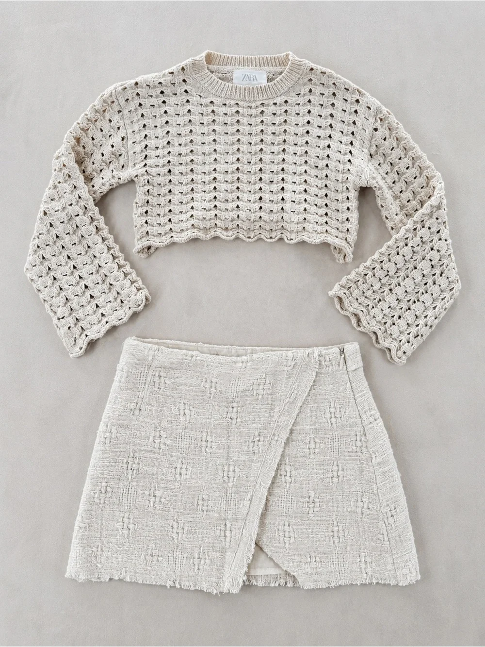 Zara Girls Crochet Sweater & Skort Outfit Set Size 8